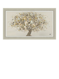 John Lewis Sara Otter 'Neutral Heart Tree' Framed Print, 72 x 122cm, Gold/Taupe