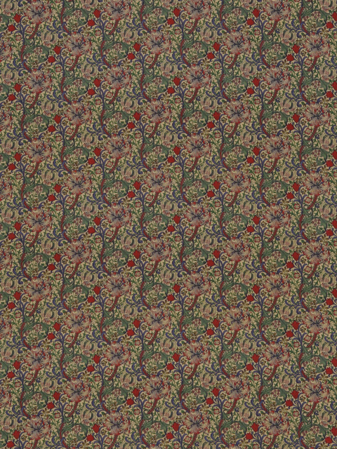 Morris & Co. Golden Lily Minor Made to Measure Curtains or Roman Blind, Biscuit/Indigo/Red - image 1