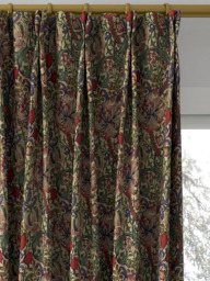 Morris & Co. Golden Lily Minor Made to Measure Curtains or Roman Blind, Biscuit/Indigo/Red - thumbnail 4