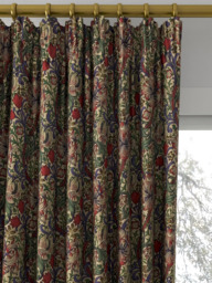 Morris & Co. Golden Lily Minor Made to Measure Curtains or Roman Blind, Biscuit/Indigo/Red - thumbnail 2