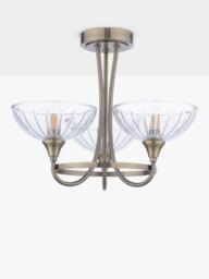Laura Ashley Wellham 3 Arm Cut Glass Flush Ceiling Light, Antique Brass - thumbnail 4