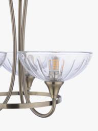 Laura Ashley Wellham 3 Arm Cut Glass Flush Ceiling Light, Antique Brass - thumbnail 5