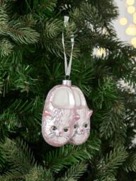John Lewis The Enthusiast Cat Slippers Bauble, Pink - thumbnail 2