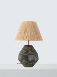 John Lewis Linear Ceramic Table Lamp, Charcoal - thumbnail 3