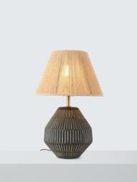 John Lewis Linear Ceramic Table Lamp, Charcoal - thumbnail 1