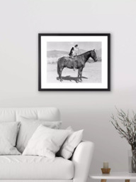 Brookpace Lascelles Dog On Horseback Framed Print & Mount, 45 x 55.5cm, Black/White - thumbnail 2
