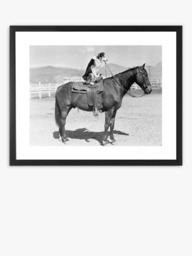 Brookpace Lascelles Dog On Horseback Framed Print & Mount, 45 x 55.5cm, Black/White - thumbnail 1