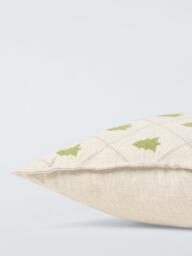 John Lewis Woven Fir Trees Stitched Cushion, Natural/Green - thumbnail 4