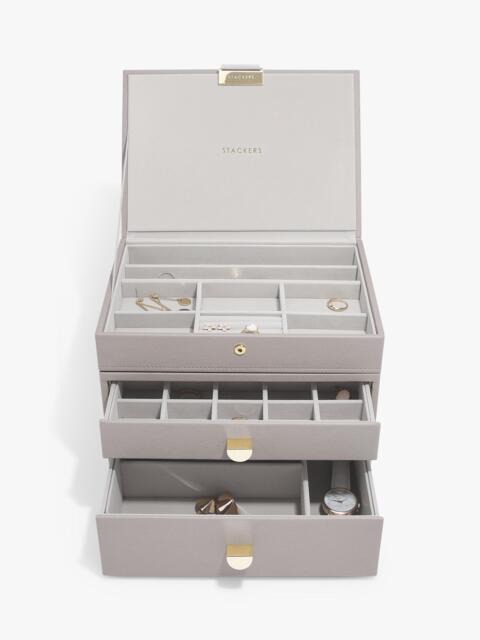 Stackers Faux Leather Classic Jewellery Box 2-Drawer Set - image 1