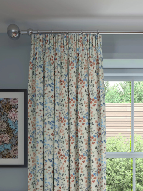 John Lewis Clover Print Pair Blackout/Thermal Lined Pencil Pleat Curtains, Multi - image 1