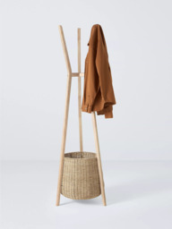John Lewis Timber Coat Stand & Woven Storage Basket, White Washed - thumbnail 5