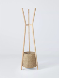 John Lewis Timber Coat Stand & Woven Storage Basket, White Washed - thumbnail 3