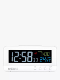 Acctim Radio Controlled LCD Digital Alarm Clock, White - thumbnail 2