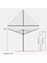 Brabantia Topspinner Rotary Clothes Outdoor Airer Washing Line with Ground Spike and Cover, 50m, Metallic Grey - thumbnail 5
