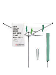Brabantia Topspinner Rotary Clothes Outdoor Airer Washing Line with Ground Spike and Cover, 50m, Metallic Grey - thumbnail 2