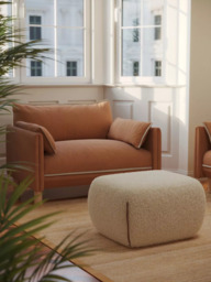 Cozmo Cozy Pouffe, Cream Fleece Brick Piping - thumbnail 2