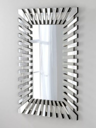 Yearn Faceted Bevelled Glass Rectangular Wall Mirror, 120 x 80cm, Black/Clear - thumbnail 1