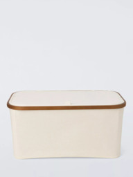 John Lewis Bamboo Rim Lidded Storage Basket, H25 x W53.4 x D33cm - thumbnail 2