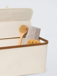 John Lewis Bamboo Rim Lidded Storage Basket, H25 x W53.4 x D33cm - thumbnail 3
