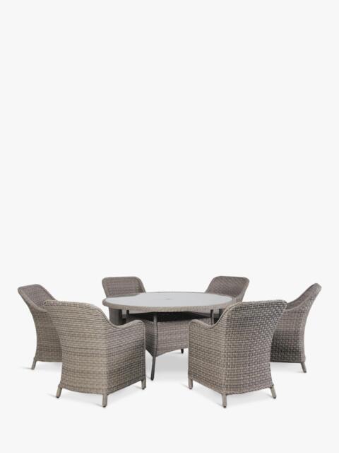 KETTLER Charlbury Woven 6-Seater Round Garden Dining Table & Chairs Set, Natural - image 1