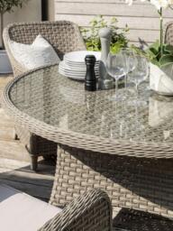 KETTLER Charlbury Woven 6-Seater Round Garden Dining Table & Chairs Set, Natural - thumbnail 3