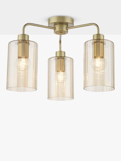 Där Daylin 5 Arm Glass Semi Flush Ceiling Light, Gold - image 1