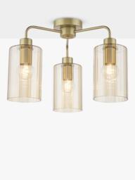 Där Daylin 5 Arm Glass Semi Flush Ceiling Light, Gold