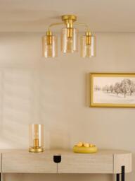 Där Daylin 5 Arm Glass Semi Flush Ceiling Light, Gold - thumbnail 5