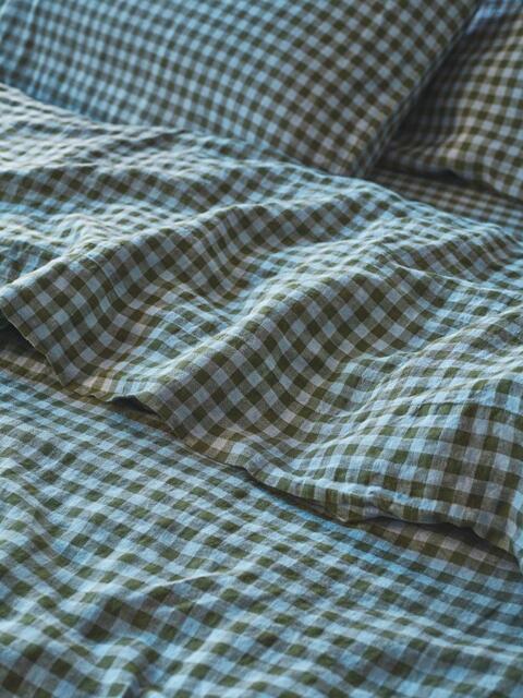 Piglet in Bed Colour Drenched Gingham Linen Blend Flat Sheet - image 1