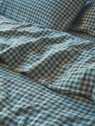 Piglet in Bed Colour Drenched Gingham Linen Blend Flat Sheet - thumbnail 1