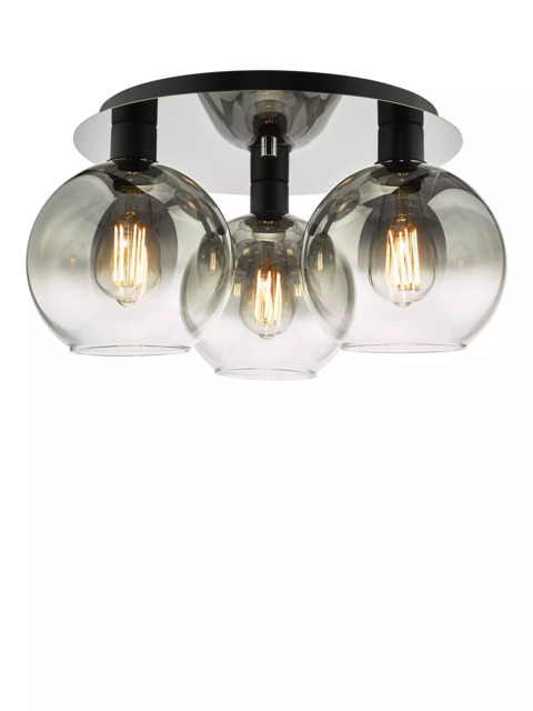 Där Lycia Flush 3 Arm Mirror Ceiling Light, Black Ombre - image 1
