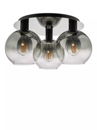 Där Lycia Flush 3 Arm Mirror Ceiling Light, Black Ombre - thumbnail 2