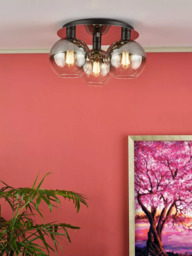 Där Lycia Flush 3 Arm Mirror Ceiling Light, Black Ombre - thumbnail 4