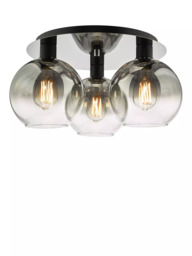 Där Lycia Flush 3 Arm Mirror Ceiling Light, Black Ombre - thumbnail 1