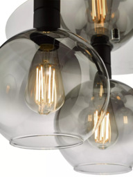 Där Lycia Flush 3 Arm Mirror Ceiling Light, Black Ombre - thumbnail 3