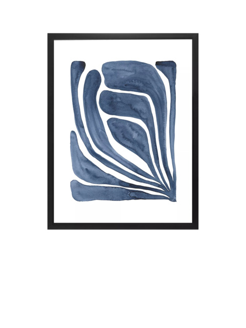 Brookpace Lascelles 'Blue Leaf I' Framed Print, 66 x 55cm, Blue - image 1