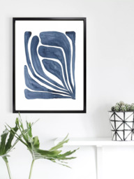 Brookpace Lascelles 'Blue Leaf I' Framed Print, 66 x 55cm, Blue - thumbnail 2