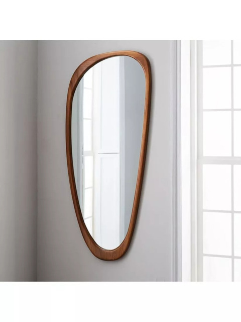 West Elm Mid Century Asymmetrical Eucalyptus Wood Wall Mirror, 167 x 72cm, Acorn - image 1