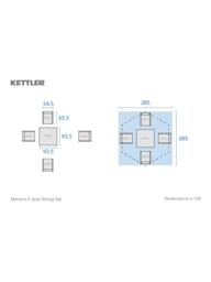 KETTLER Merano 4-Seater Square Garden Dining Table & Chairs Set with Parasol & Base, Grey - thumbnail 4