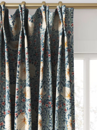 Morris & Co. Pimpernel Made to Measure Curtains or Roman Blind, Woad/Coral - thumbnail 4