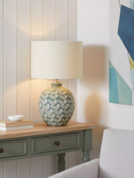 John Lewis Agnes Ceramic Floral Table Lamp, Green - thumbnail 2