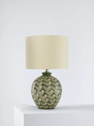 John Lewis Agnes Ceramic Floral Table Lamp, Green - thumbnail 3