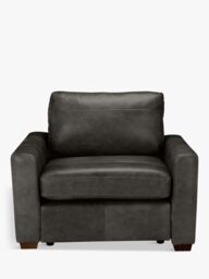 John Lewis Oliver Leather Armchair, Dark Leg - thumbnail 1