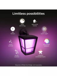 Philips Hue White and Colour Ambiance Econic LED Smart Outdoor Wall Lantern, Black - thumbnail 2