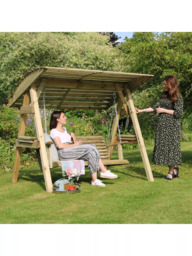 Zest Miami 2-Seater Wooden Garden Swing Seat, Natural - thumbnail 4