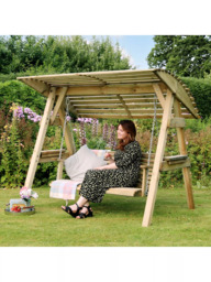 Zest Miami 2-Seater Wooden Garden Swing Seat, Natural - thumbnail 3