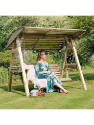 Zest Miami 2-Seater Wooden Garden Swing Seat, Natural - thumbnail 2