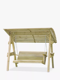 Zest Miami 2-Seater Wooden Garden Swing Seat, Natural - thumbnail 1