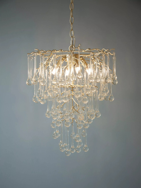 Laura Ashley Willlow Crystal Chandelier Ceiling Pendant Light, Champagne - image 1