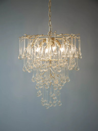 Laura Ashley Willow Crystal Chandelier Ceiling Pendant Light, Champagne